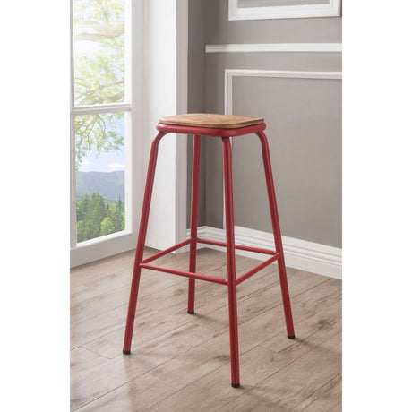 Acme - Scarus Bar Stool (Set-2) 72388 Natural & Red Finish