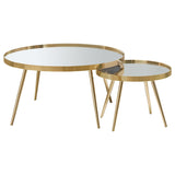 Kaelyn 2 - piece Mirror Top Nesting Coffee Table Mirror and Gold | Coaster | Home Elegance USA