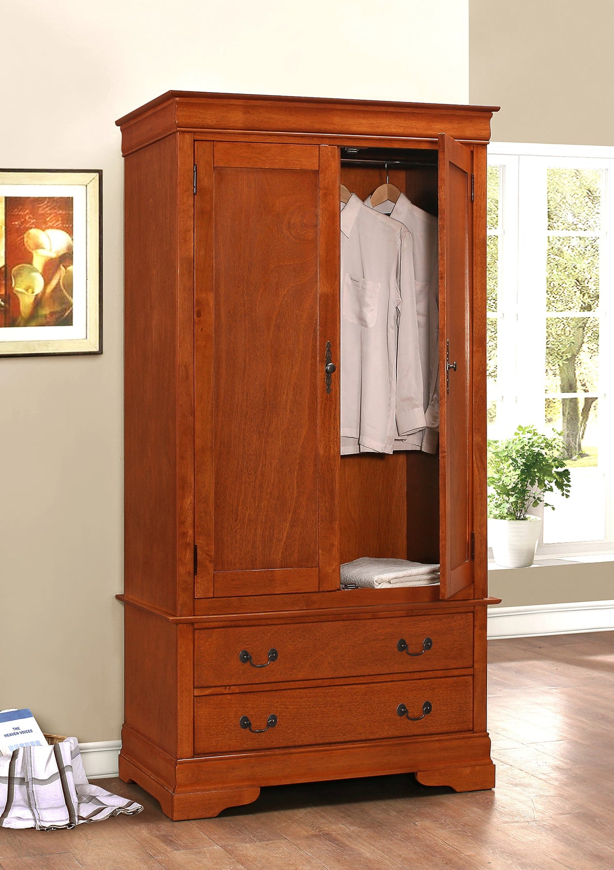 Elegant Oak Armoire For Timeless Storage - sold by Home Elegance USA
