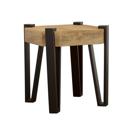 End Table - Winston Wooden Square Top End Table Natural and Matte Black