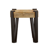 End Table - Winston Wooden Square Top End Table Natural and Matte Black