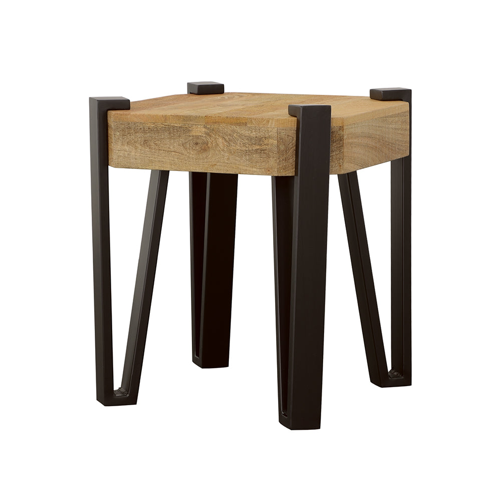 End Table - Winston Wooden Square Top End Table Natural and Matte Black