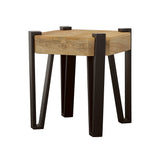 End Table - Winston Wooden Square Top End Table Natural and Matte Black