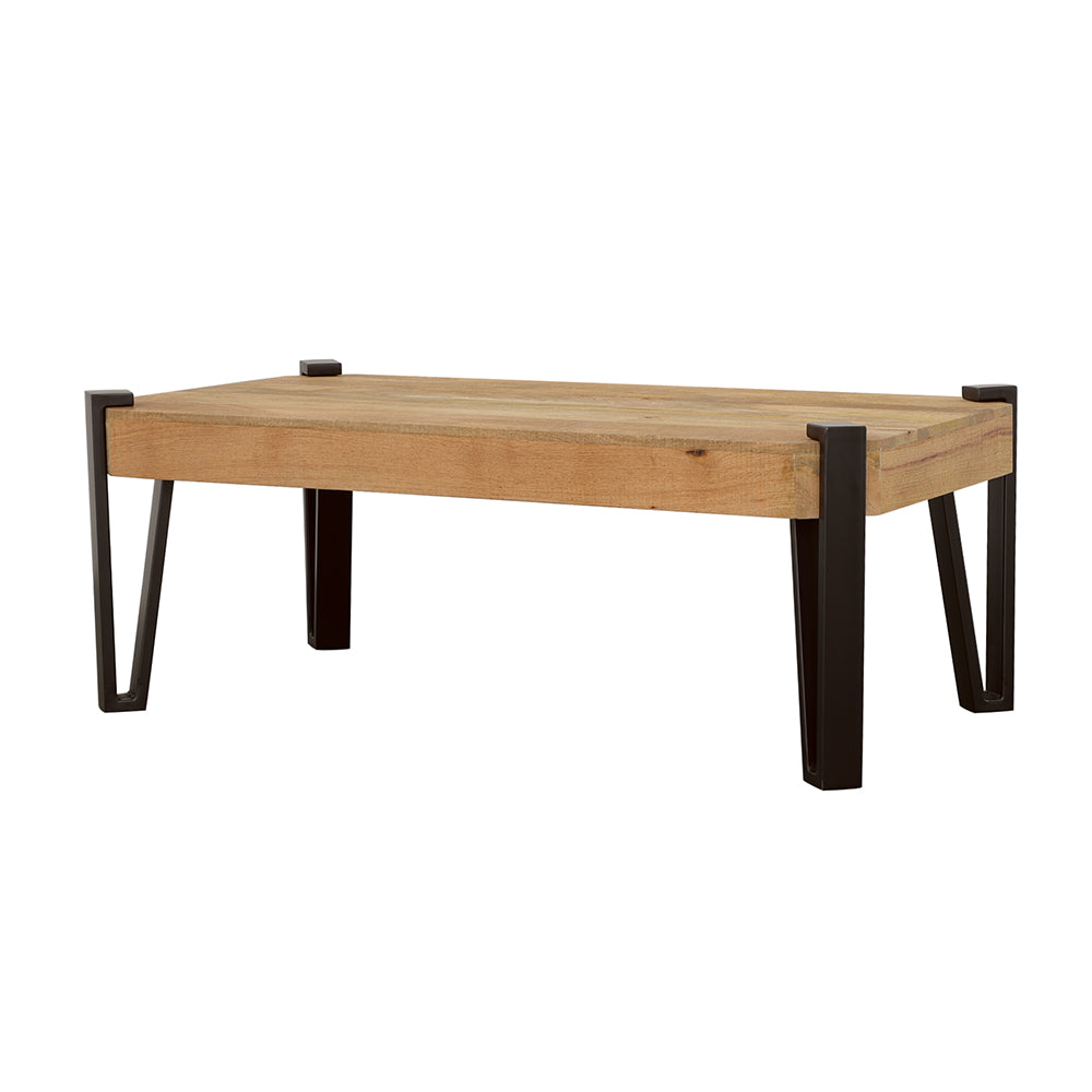 Coffee Table - Winston Wooden Rectangular Top Coffee Table Natural and Matte Black