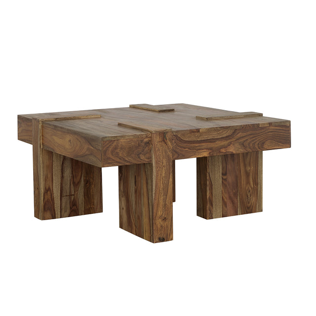 Coffee Table - Samira Wooden Square Coffee Table Natural Sheesham