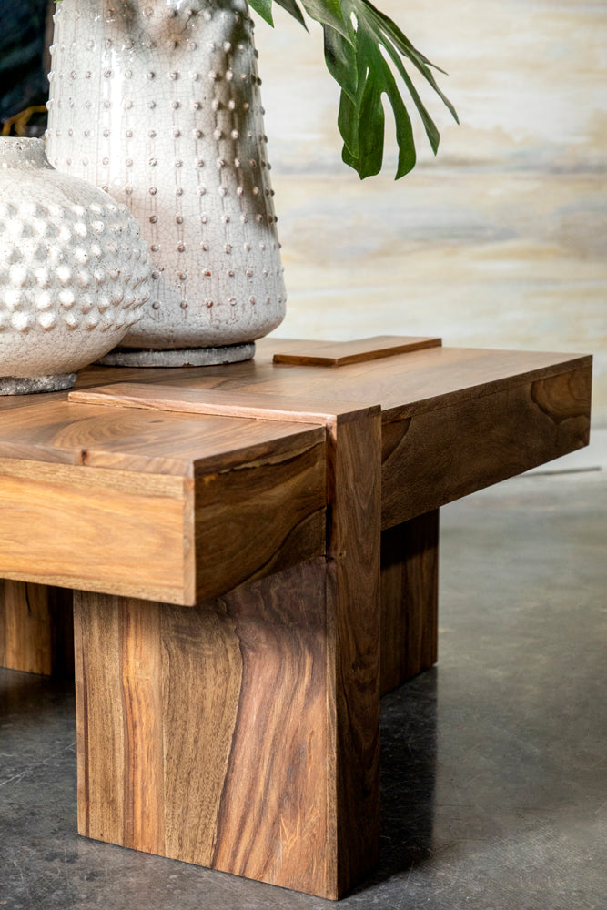 Coffee Table - Samira Wooden Square Coffee Table Natural Sheesham