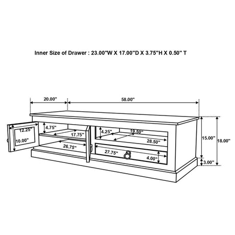 58" Tv Stand - Zabel 2 - door TV Console Natural - 724254 - image - 7