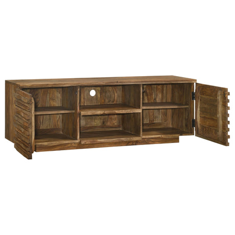 58" Tv Stand - Julia 2 - door TV Console with Adjustable Shelf Natural - 724262 - image - 2