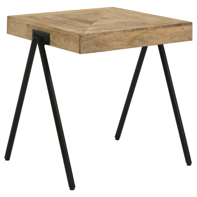 Avery Square End Table with Metal Legs Natural and Black | Coaster - 724317 - Home Elegance USA - 1