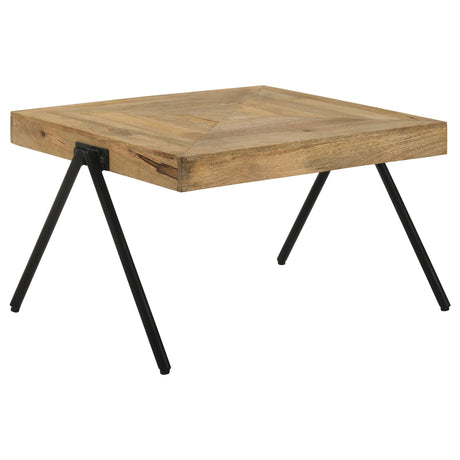 Avery Rectangular Coffee Table with Metal Legs Natural and Black | Coaster - 724318 - Home Elegance USA - 1