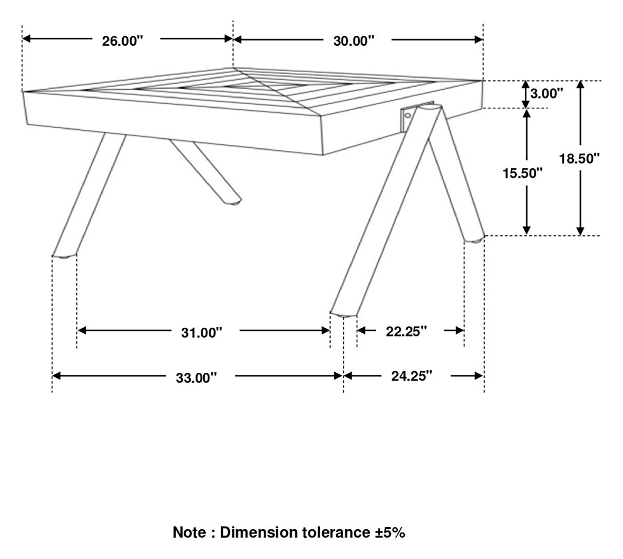 Avery Rectangular Coffee Table with Metal Legs Natural and Black | Coaster - 724318 - Home Elegance USA - 9