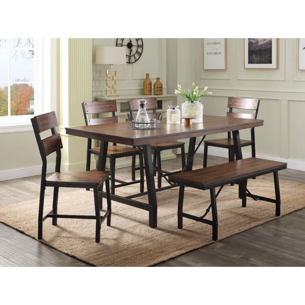 Acme - Mariatu Dining Table 72455 Oak & Black Finish