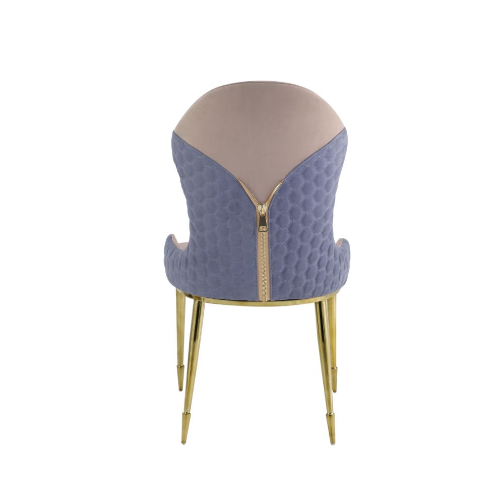 Caolan Side Chair (Set - 2) 72469 Tan, Lavender Fabric & Gold Finish | Acme | Home Elegance USA