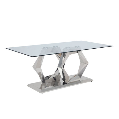 Acme - Gianna Dining Table 72470 Clear Glass Top & Stainless Steel