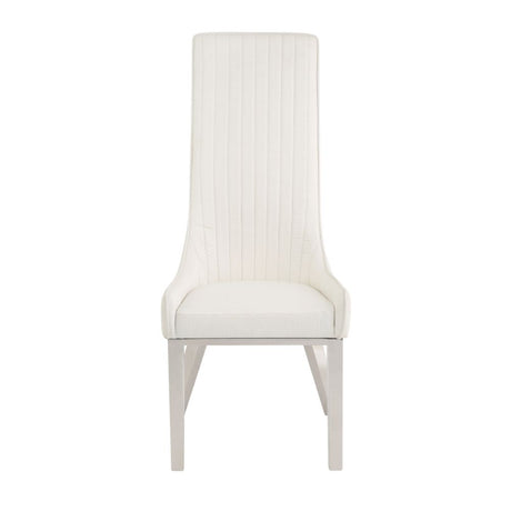 Acme - Gianna Side Chair (Set-2) 72473 Ivory Synthetic Leather & Stainless Steel