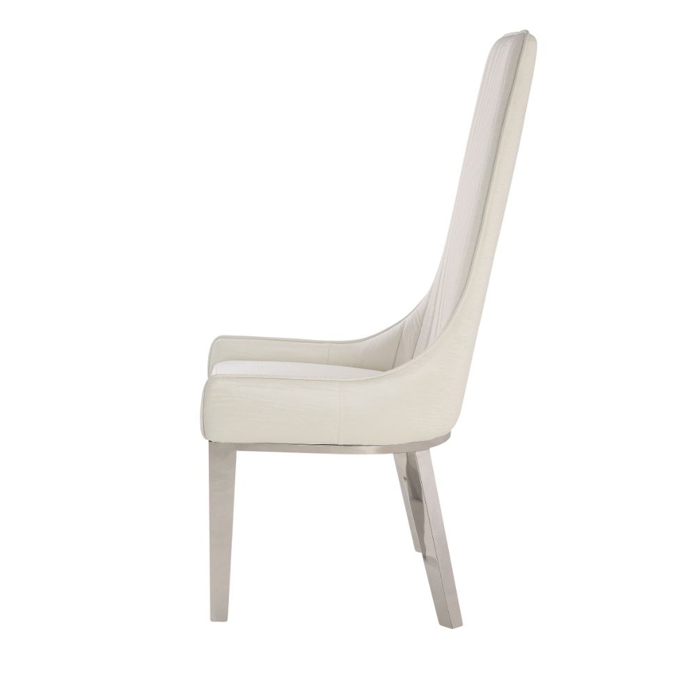 Acme - Gianna Side Chair (Set-2) 72473 Ivory Synthetic Leather & Stainless Steel