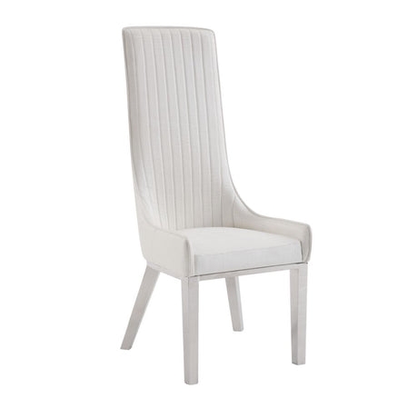 Acme - Gianna Side Chair (Set-2) 72473 Ivory Synthetic Leather & Stainless Steel