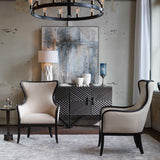 Sandy Wing Back Armchair Beige & Dark Brown - Beige / Dark Brown by Uttermost - View 11