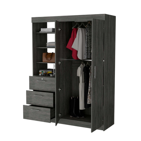 Smokey Oak 3-Tier Shelf Armoire - sold by Home Elegance USA
