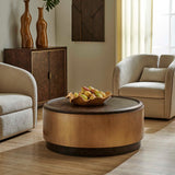 Parrish Round Coffee Table Brass / Woodtone - Gold / Dark Brown by Uttermost - View 2