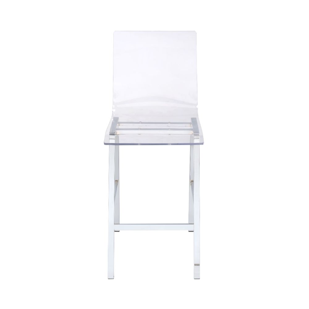 Acme - Nadie Counter Height Chair (Set-2) 72592 Clear Acrylic & Chrome Finish