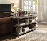 Acme - Gorden Console Table 72685 Weathered Oak & Antique Silver Finish