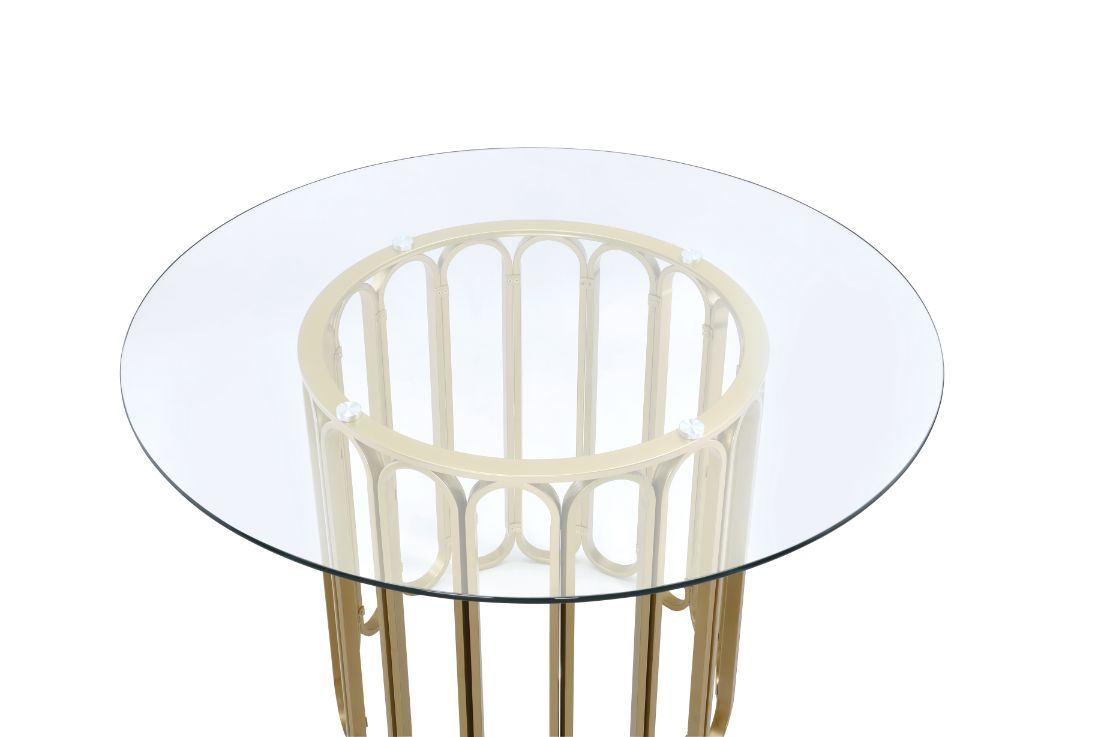 Acme - Pacheco Dining Table 72690 Clear Glass Top & Gold Finish