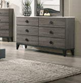 Modern Design Bedroom Furniture 1pc Dresser Only Beautiful Knob Pulls 6x Drawers Storage Faux Marble Top Grey Color Dresser