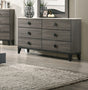 Modern Design Bedroom Furniture 1pc Dresser Only Beautiful Knob Pulls 6x Drawers Storage Faux Marble Top Grey Color Dresser