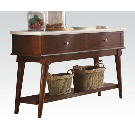 Acme - Gasha Server 72823 White Marble Top & Walnut Finish