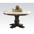 Acme - Nolan Round Dining Table 72845 White Marble Top & Salvage Dark Oak Finish