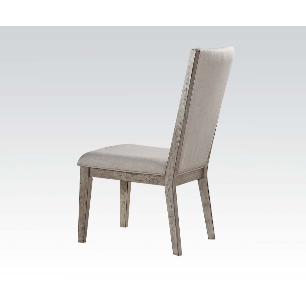 Acme - Rocky Side Chair (Set-2) 72862 Fabric & Gray Oak Finish