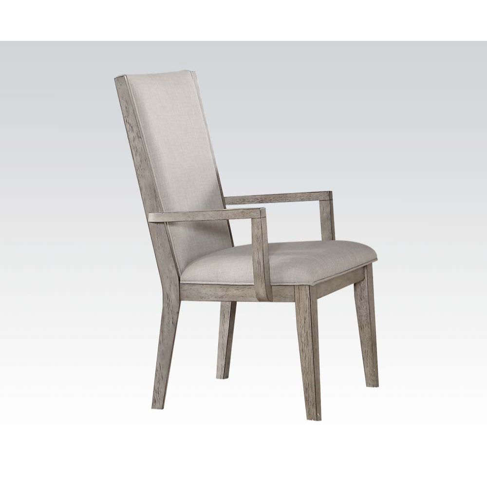 Acme - Rocky Arm Chair (Set-2) 72863 Fabric & Gray Oak Finish