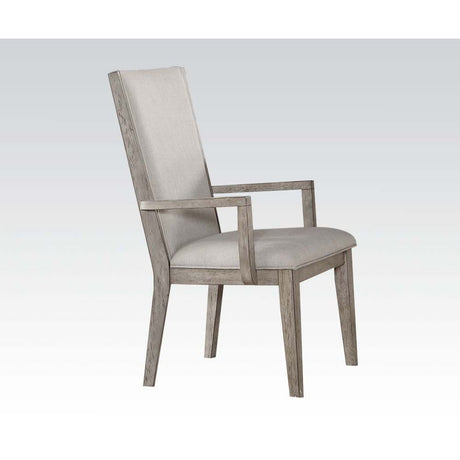 Acme - Rocky Arm Chair (Set-2) 72863 Fabric & Gray Oak Finish