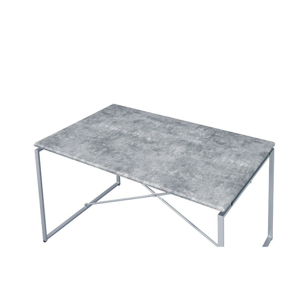 Acme - Jurgen Dining Table 72905 Faux Concrete & Silver Finish