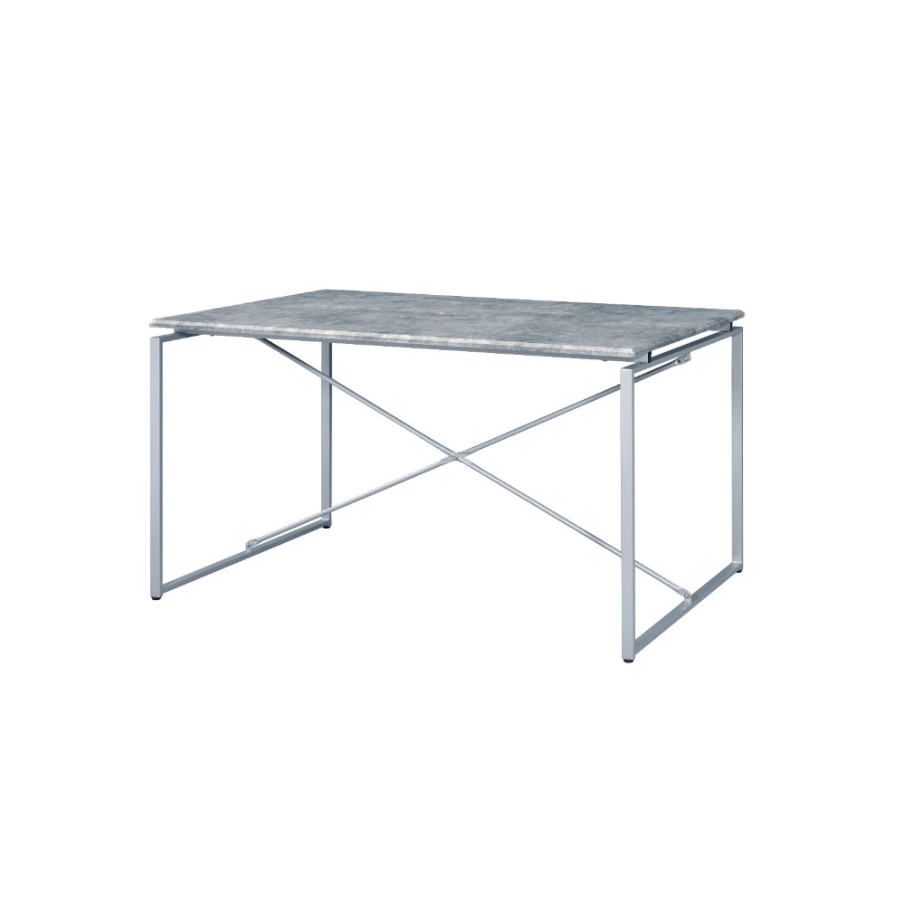 Acme - Jurgen Dining Table 72905 Faux Concrete & Silver Finish