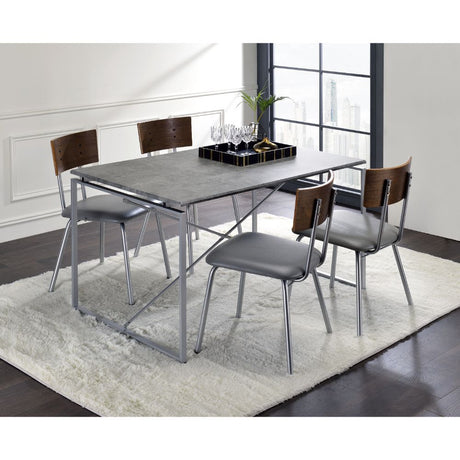 Acme - Jurgen Dining Table 72905 Faux Concrete & Silver Finish