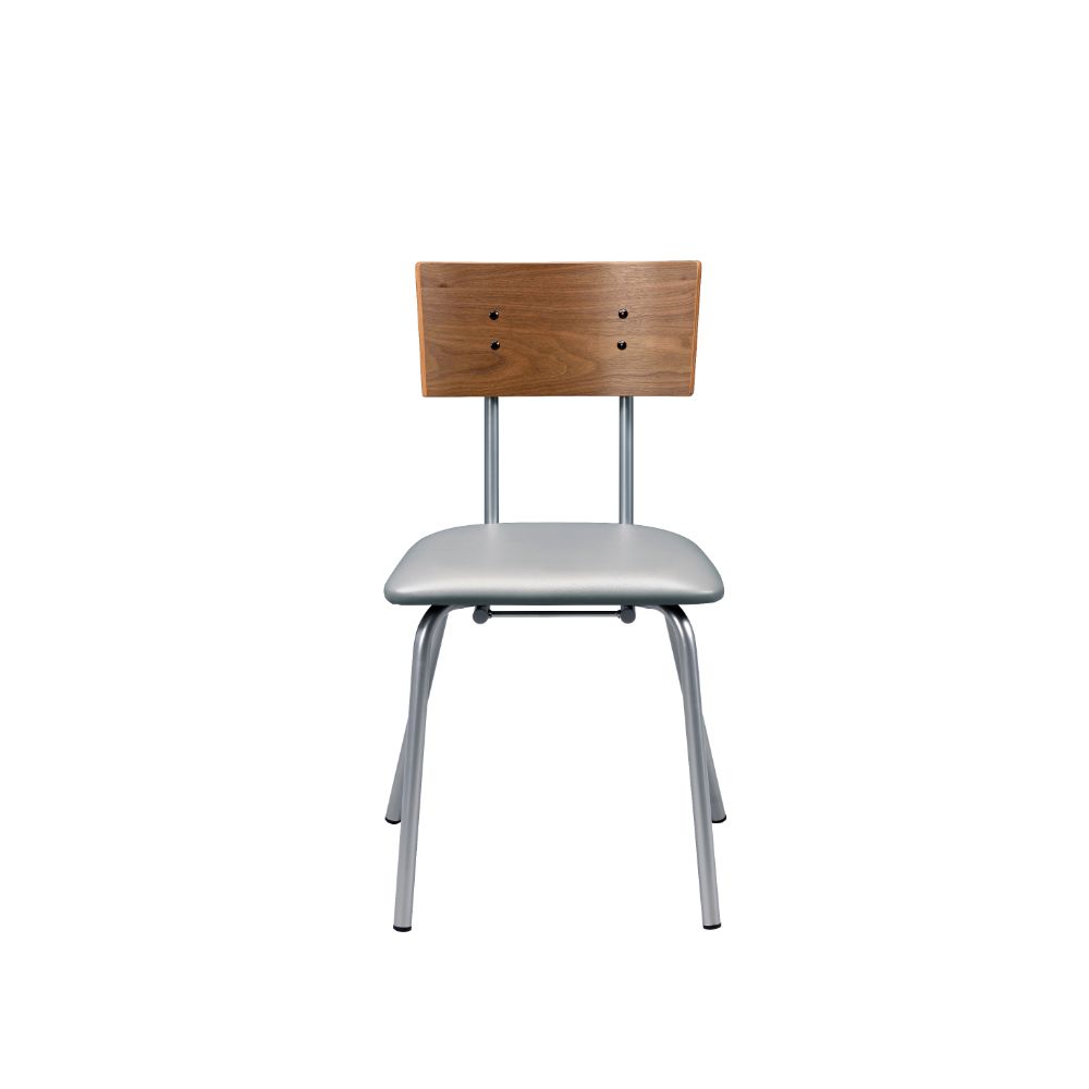 Acme - Jurgen Side Chair (Set-2) 72907 Gray Synthetic Leather, Oak & Silver Finish