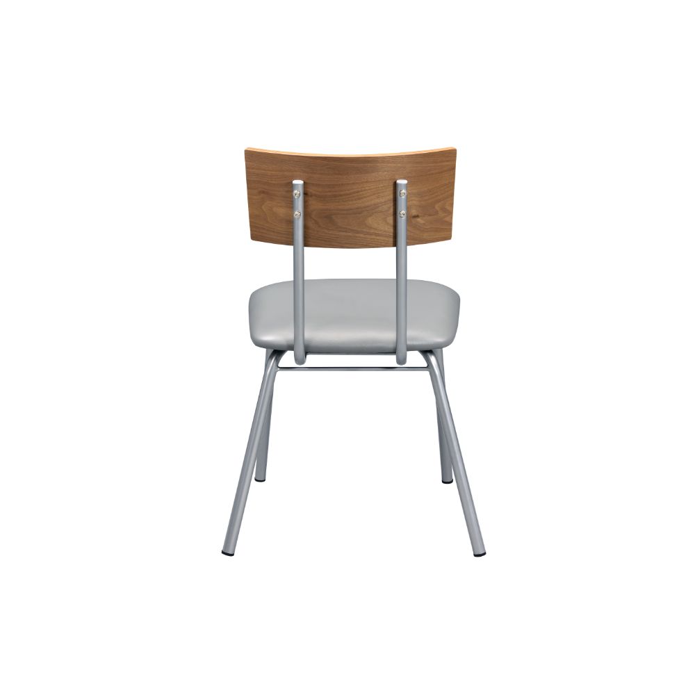 Acme - Jurgen Side Chair (Set-2) 72907 Gray Synthetic Leather, Oak & Silver Finish