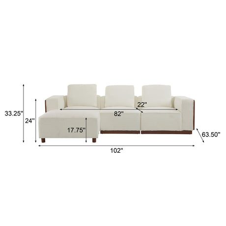 CHITA Modular L-Shaped Sectional Sofa with Larger Seats in Beige Fabric - sold by Home Elegance USA
