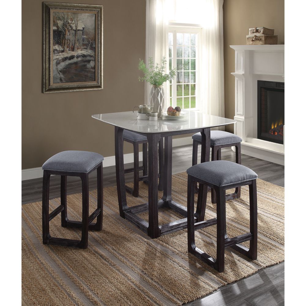 Acme - Razo Counter Height Table W/Marble Top 72935 Marble Top & Weathered Espresso Finish