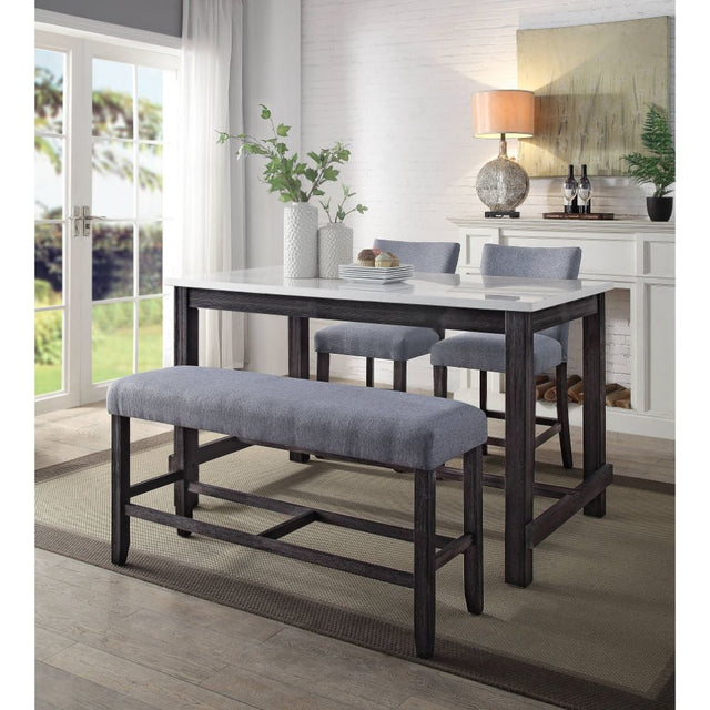 Acme - Yelena Counter Height Table W/Marble Top 72940 Marble Top & Weathered Espresso Finish