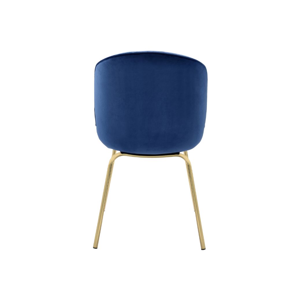 Acme - Chuchip Side Chair (Set-2) 72947 Blue Velvet & Gold Finish