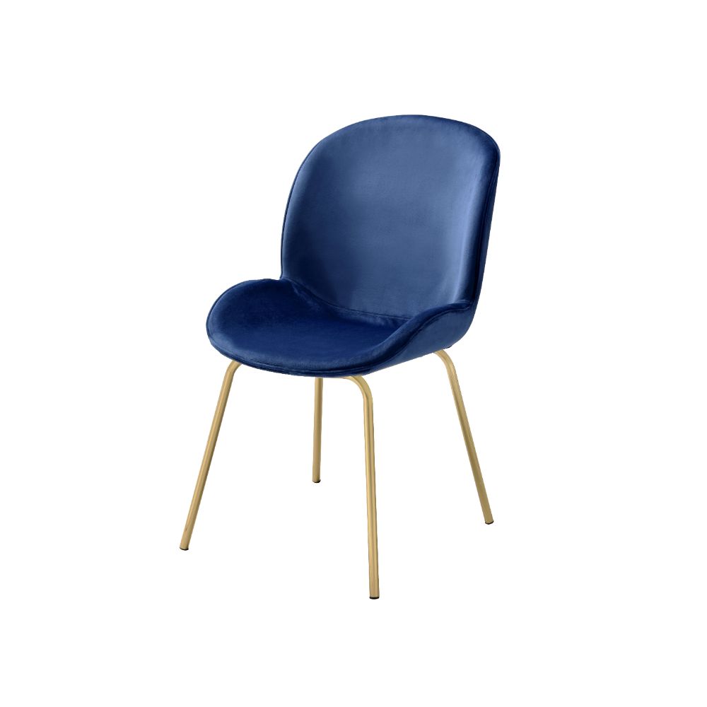 Acme - Chuchip Side Chair (Set-2) 72947 Blue Velvet & Gold Finish