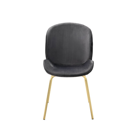 Acme - Chuchip Side Chair (Set-2) 72948 Gray Velvet & Gold Finish