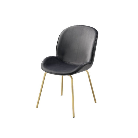 Acme - Chuchip Side Chair (Set-2) 72948 Gray Velvet & Gold Finish