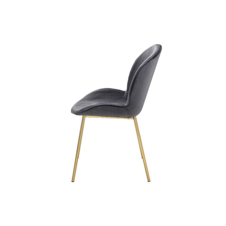 Acme - Chuchip Side Chair (Set-2) 72948 Gray Velvet & Gold Finish