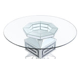 Acme - Noralie Dining Table 72955 Clear Glass, Mirrored & Faux Diamonds