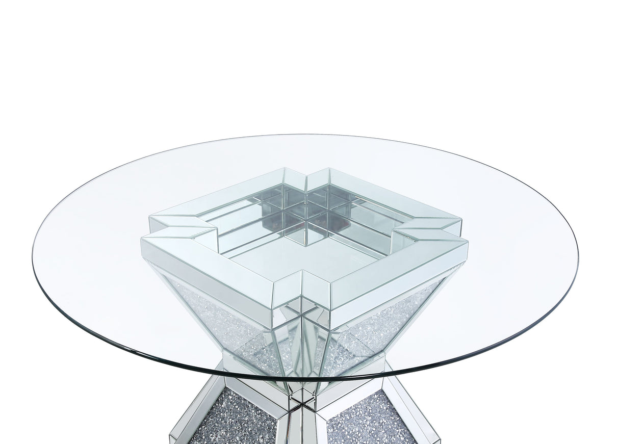 Acme - Noralie Dining Table 72960 Clear Glass, Mirrored & Faux Diamonds