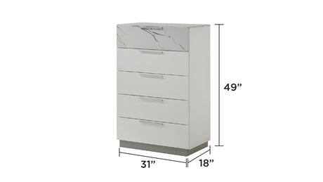 Mist Queen 5-Piece Set – Two-Tone High-Gloss Marble & Lacquer Finish with LED Lighting, Spacious Velvet-Lined Storage White (NJ Inventory) - sold by Home Elegance USA